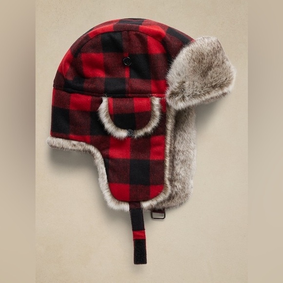 Banana Republic Accessories - Banana Republic Crown car Plaid Trapper Hat unisex Men Women red sunset